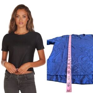 Michael Lauren Clifford T-Shirt Ribbed Cropped Soft Blue Size large NWT